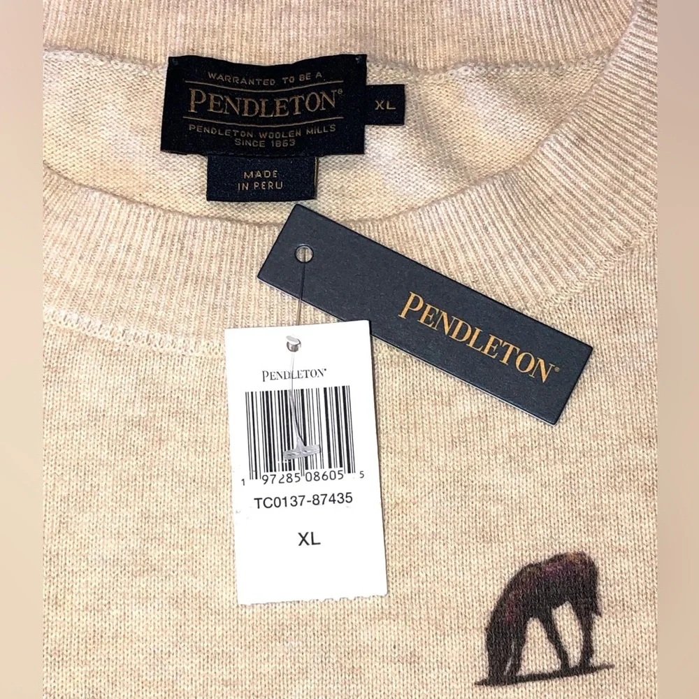 NWT Pendleton Women’s Wild Horse Cotton Knit Sweater in Ecru - XL - Picture 6 of 11